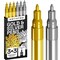 6 Pieces Metallic Acrylic Paint Pens for Rock Painting, Stone, Ceramic, Glass, Wood, Fabric, Canvas, Metal, Scrapbooking (6 Pack) Set of 3 Gold & 3 Silver Acrylic Paint Markers Water-Based Extra-Fine Tip 0.7mm